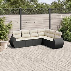 vidaXL Salon de jardin 6 pcs avec coussins noir résine tressée