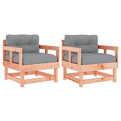 Maison Chic Lot de 2 Chaises de jardin,Fauteuil d'extérieur avec coussins bois massif douglas -MN87339