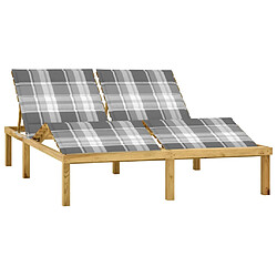 vidaXL Chaise longue double avec coussins Bois de pin imprégné 