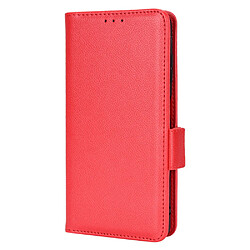 Etui en PU texture litchi avec support, rouge pour votre ZTE Blade A72/Blade V40 Vita