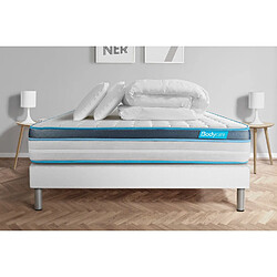 Bodycare Pack 160x200 matelas BodyFit + sommier kit blanc + Couette 260x240cm + 2 oreillers 60x40cm