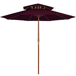 ComfortXL Parasol Double Avec Mât En Bois Rouge Bordeaux 270 Cm