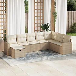 vidaXL Salon de jardin avec coussins 8 pcs beige résine tressée