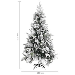 vidaXL Sapin de Noël à flocons de neige et pommes de pin 225 cm PVC/PE pas cher