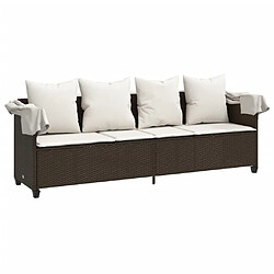 Acheter Maison Chic Chaise longue avec auvent et coussins | Bain de soleil Relax | Transat marron résine tressée -GKD35042