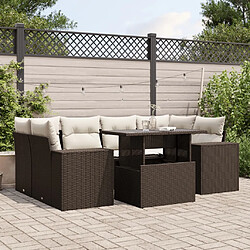 vidaXL Salon de jardin avec coussins 7 pcs marron résine tressée