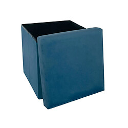 Avis Atmosphera, Createur D'Interieur Pouf pliant effet velours Tess - Bleu foncé - Atmosphera