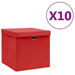 Maison Chic Lot de 10 Boîtes de rangement,Boîtes de stockage avec couvercles 28x28x28 cm Rouge -MN108126