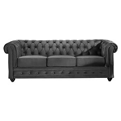 Vente-Unique Canapé 3 places CHESTERFIELD - Velours anthracite pas cher