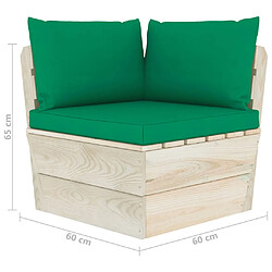 vidaXL Salon de jardin palette 4 pcs avec coussins bois d'épicéa pas cher