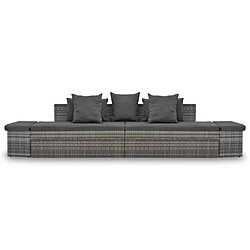 vidaXL Salon de jardin 4 pcs avec coussins Résine tressée Gris