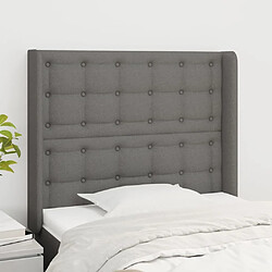 Maison Chic Tête de lit scandinave avec oreilles,meuble de chambre Gris foncé 83x16x118/128 cm Tissu -MN18195