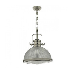 Luminaire Center Suspension Peyton Nickel satiné,verre texturé 1 ampoule 40cm