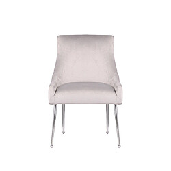 Vivenla Lot de 2 Chaises de salle à manger design revêtement en velours gris clair avec poignet à l'arrière et piètement en acier argenté collection JERSEY