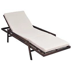 Avis Maison Chic Chaise longue avec coussin | Bain de soleil Relax | Transat Résine tressée Marron -GKD77028