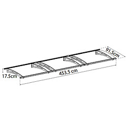 Marquise transparente 91,5x453,5cm argent - 703411 - PALRAM