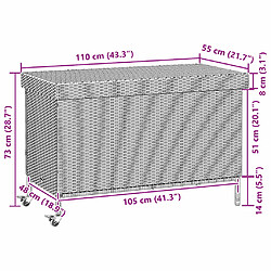 vidaXL Boîte de rangement de jardin et roues gris clair résine tressée pas cher