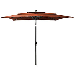 Maison Chic Parasol Jardin | Parasol à 3 niveaux avec mat en aluminium Terre cuite 2,5x2,5 m - GKD82808