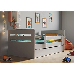 Lit Tomi mix gris avec un tiroir sans matelas 140/80