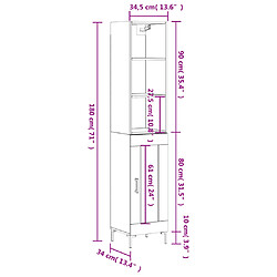 vidaXL Buffet haut Chêne fumé 34,5x34x180 cm Bois d'ingénierie pas cher