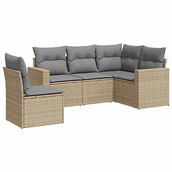 Maison Chic Salon de jardin avec coussins 5 pcs | Ensemble de Table et chaises | Mobilier d'Extérieur beige résine tressée -GKD38065