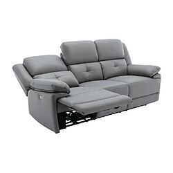 Acheter Vente-Unique Canapé 3 places et fauteuil relax électrique en tissu gris DOLENE