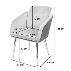 Avis Decoshop26 Chaise de salle à manger rembourrée en velours et PVC gris avec accoudoirs 04_0002243