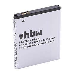 vhbw Batterie 1300mAh (3.7V) pour SAMSUNG Dart SGH-T499, SGH-T499V, SGH-T499Y, Galaxy Star GT-S5280 etc., remplace EB494353VA, EB494353VU.