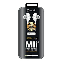 Muvit Kit Piéton M1i+ Premium Jack 3.5mm Double Haut-parleur avec Micro Blanc pas cher