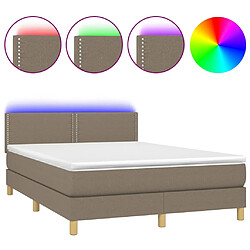 vidaXL Sommier à lattes de lit avec matelas LED Taupe 140x200 cm Tissu