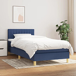 vidaXL Sommier à lattes de lit avec matelas Bleu 90x190 cm Tissu