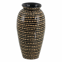 BigBuy Home Vase Noir Beige Bambou 21 x 21 x 40 cm