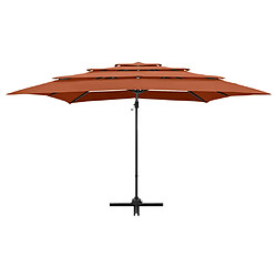 Avis ComfortXL Parasol à 4 Niveaux Avec Mât En Aluminium Terre Cuite 250x250cm