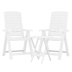 Avis Salle à manger de jardin 3 pcs,Table et chaise à dîner Blanc Polypropylène -MN83755