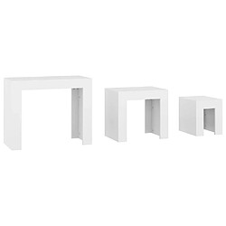 Avis Maison Chic Ensemble de 3 Tables basses gigognes,Table Console pour salon Blanc Aggloméré -MN11221