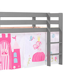 Avis Mes Lit surélevé 90x200 cm avec échelle gris décor château - PINO