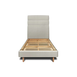 Sommeil de plomb Lit 90x190cm avec tête de lit lignes velours et sommier kit taupe - Hauteur totale : 29cm