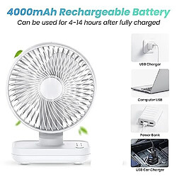 Avis Ventilateur de Bureau Silencieux, ventilateurs de Table Portables à Batterie Rechargeable USB 4000mAh avec 4 Vitesses, refroidissement Puissant pour Bureau à Domicile Chambre à Coucher