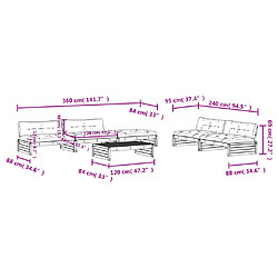 vidaXL Salon de jardin 6 pcs avec coussins marron miel bois massif pas cher