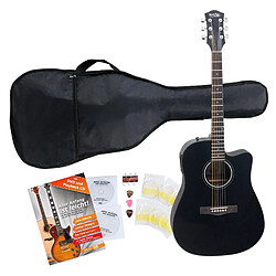 Rocktile D-60CE Guitare Acoustique noir SET comprenant les accessoires