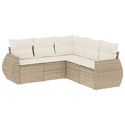 Maison Chic Salon de jardin avec coussins 5 pcs | Ensemble de Table et chaises | Mobilier d'Extérieur beige résine tressée -GKD26333