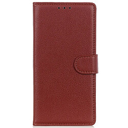 Etui en PU texture litchi, fermoir aimanté avec support marron pour votre Samsung Galaxy A23 5G