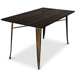 ICONIK INTERIOR Table de salle à manger Stylix - 140 cm - Bois Foncé Bronze métallisé