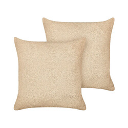 Beliani Lot de 2 coussins LEUZEA Bouclé 45 x 45 cm Unicolore Beige sable