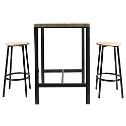 The Home Deco Factory Ensemble mange debout et 2 tabourets Kalo - Marron et noir