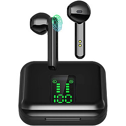 Universal Écouteurs sans fil Bluetooth 5.0 Casque de charge Boîte d'élimination du bruit Microphone intégré 3D Stéréo dans le casque Casque Bud Pop-up Fenêtre Couplage automatique Casque pour/(Noir)