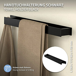 ML-Design Lot de 2x porte-serviettes sans percer 42 cm noir salle de bain étagère murale