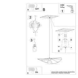 Luminaire Center Suspension Eskola Acier Noir 1 ampoule 150cm pas cher