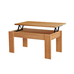 Pegane Table basse relevable coloris Merisier - longueur 105 x profondeur 55 x hauteur 51/63 cm