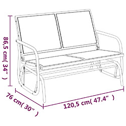 vidaXL Banc oscillant de jardin noir 120,5x76x86,5 cm textilène/acier pas cher